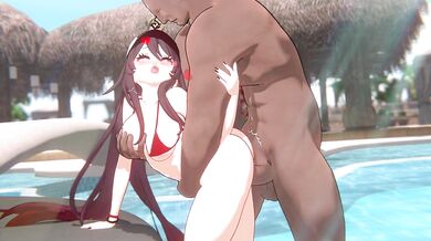 '"Hutao" gets taken by a pool of hungry dicks'