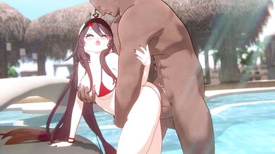 '"Hutao" gets taken by a pool of hungry dicks'