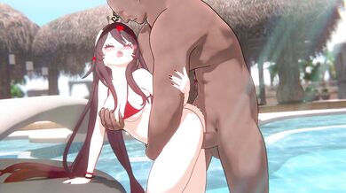 '"Hutao" gets taken by a pool of hungry dicks'