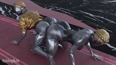 "Double-sided dildo, oh so tight - Twins use it on a ballerina with nuts."