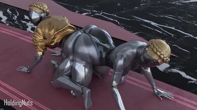 "Double-sided dildo, oh so tight - Twins use it on a ballerina with nuts."