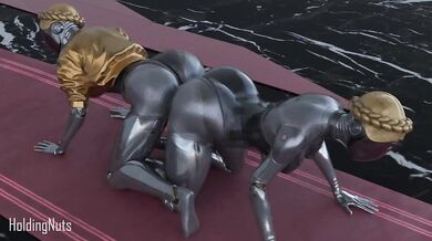 "Double-sided dildo, oh so tight - Twins use it on a ballerina with nuts."