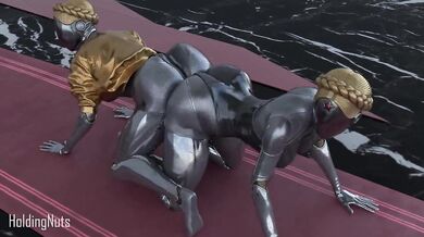 "Double-sided dildo, oh so tight - Twins use it on a ballerina with nuts."