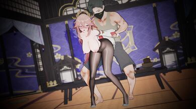 "【24MMD】24-3-31 Yae miko": A XXX video featuring a Japanese schoolgirl masturbating while dressed as a shrine maiden.