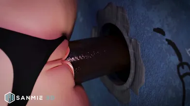 Rewritten as: "3D Sanmie's Black Hole Breakthrough: Glory Hole Porn"