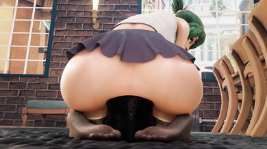 The naughty horse cock sits on a skirted ass!