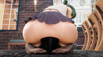 The naughty horse cock sits on a skirted ass!