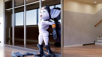 'Tight-Lipped Seductress Strips Naked for a Wild Night of Riveting Staricase Sex'