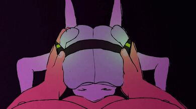 Rebecca is giving a blowjob to an animated character in this sex tape called "Animation Test".