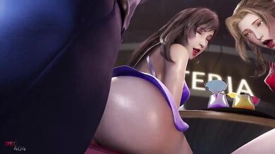 'Assisted Anal Penetration by Aerith Gains a New Level of Pleasure with Tifa in Double Seventh Heaven Special, Red 704.'