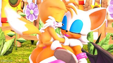"MILF Gamer Rouge Gets Fucked by Sonic the Hedgehog While Her Tiny Breasts Get Sucked by His Tail"