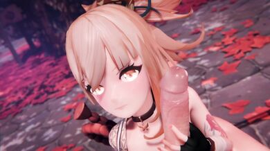 "[Sexy Momokos] Yoimiya Gives Lumine a Blowjob"