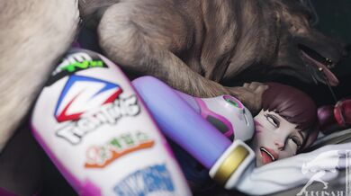 "Overwatch's D.Va and PuppyGirl's Regina3D Go Head to Head in a Naughty Game of Twister"