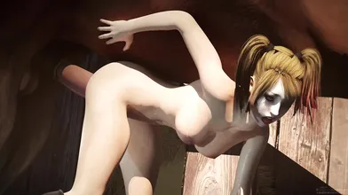 Marauder babe Harley Quinn rides a stallion like a pro