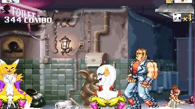 'Zeta and Renamon face off against Tofu Boyfriend in a MUGEN match of epic proportions.'