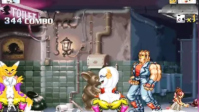 'Zeta and Renamon face off against Tofu Boyfriend in a MUGEN match of epic proportions.'