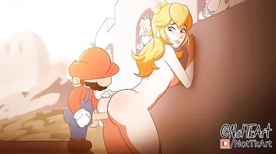 Mario and his Mushroom Kingdom babes in a hot tub of love!