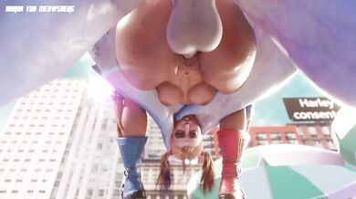 "The King Shark shows off his King size to Harley by request. Starring Baron Von Meow-Berg."