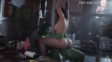 'Black Widow Rides She Hulk (fart edit by Wceen)'
