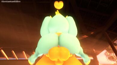 The chubby lady with the big ass, bounces up and down on her partner's penis like a springboard, causing it to shoot out cum in all directions.