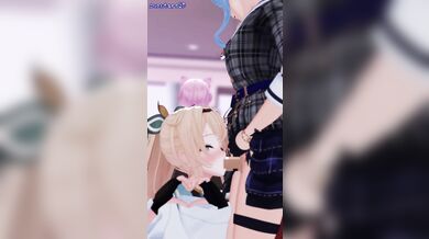 The magical girl Iroha and her sexy demon partner Suisei get intimate, with Iroha providing oral pleasure to Suisei until he explodes in ecstasy.