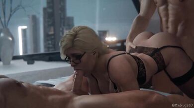 Rewritten as: 'Sexy secretary seducing her boss during intense office work (no sound)'