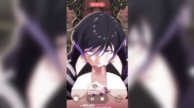 Reina gets a blow job from the Jellymation, her clothes are taken off in this hentai porn video.