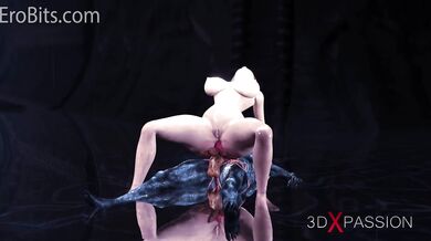 Rewritten: "Alien Futanari Monster Fucks Busty Anime Girl in a Cave, 3D Animated Hentai Porn Video."