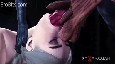 Rewritten: "Alien Futanari Monster Fucks Busty Anime Girl in a Cave, 3D Animated Hentai Porn Video."
