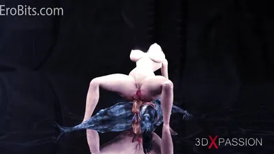 Rewritten: "Alien Futanari Monster Fucks Busty Anime Girl in a Cave, 3D Animated Hentai Porn Video."
