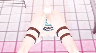 'Shy Kasumi strips naked in the shower room'