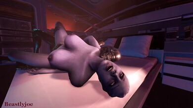 'Mixed-race woman getting double penetration by a giant alien monster and a tentacle creature [View 2]'