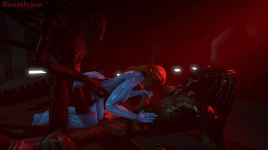 'Samus is for*ced to service two alien creatures'