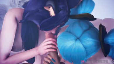 "Tempting Threesome with Ahri and Sona"