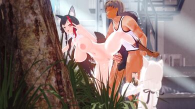 'Mio the Wolf Girl Gets Screwed by Fubuki while Her Pack Watches'