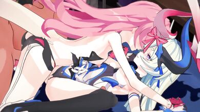 "Two horny babes getting fucked by a giant cock!!"