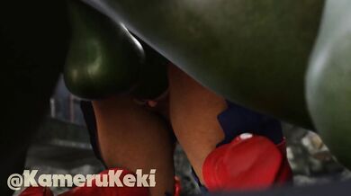 When the Incredible Hulk meets Captain Marvel, he can't help but give her backshots that leave her feeling weak and powerless.