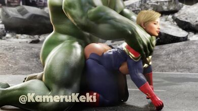 When the Incredible Hulk meets Captain Marvel, he can't help but give her backshots that leave her feeling weak and powerless.