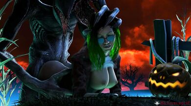 'Beautiful babe ravaged by mythical beast in a hot and steamy threesome'