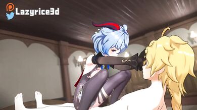 Shy Ganyu gets fucked by a 3D Rice with the help of LazyRice3D