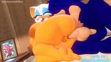 'Sonic the Hedgehog caught cheating with Amy Rose while Rouge the Bat watches in dismay'