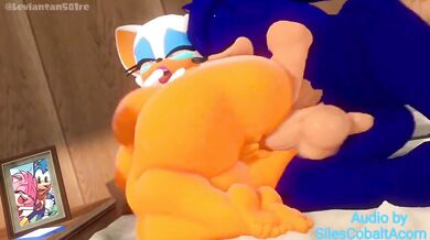 'Sonic the Hedgehog caught cheating with Amy Rose while Rouge the Bat watches in dismay'