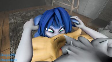 Pokemon Braixen gets horny with Krystal and ravages her tight body!