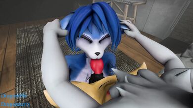 Pokemon Braixen gets horny with Krystal and ravages her tight body!