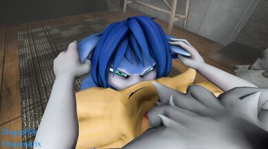 Pokemon Braixen gets horny with Krystal and ravages her tight body!