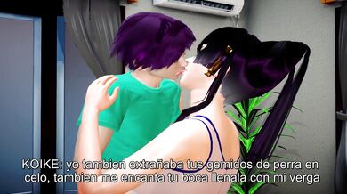 Father and daughter get it on in the living room while mom watches from her chair!