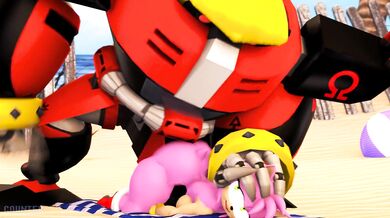 Watch as Omega smashes her way through the beach, leaving a trail of destruction in her wake!