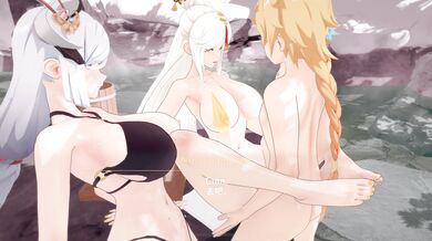 "Two Naked Lovers in a Tiny Onsen: Part 1, Alt Clothing Edition - Ningguang and Shenhe in Ultra HD [Lover]"