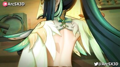 "Sultry siren seduces sturdy security guard in the vault at Bank with Aether."