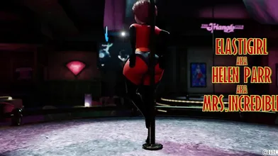 'Mrs Incredible does a naughty dance in her lingerie at the Erotic Boutique! '
